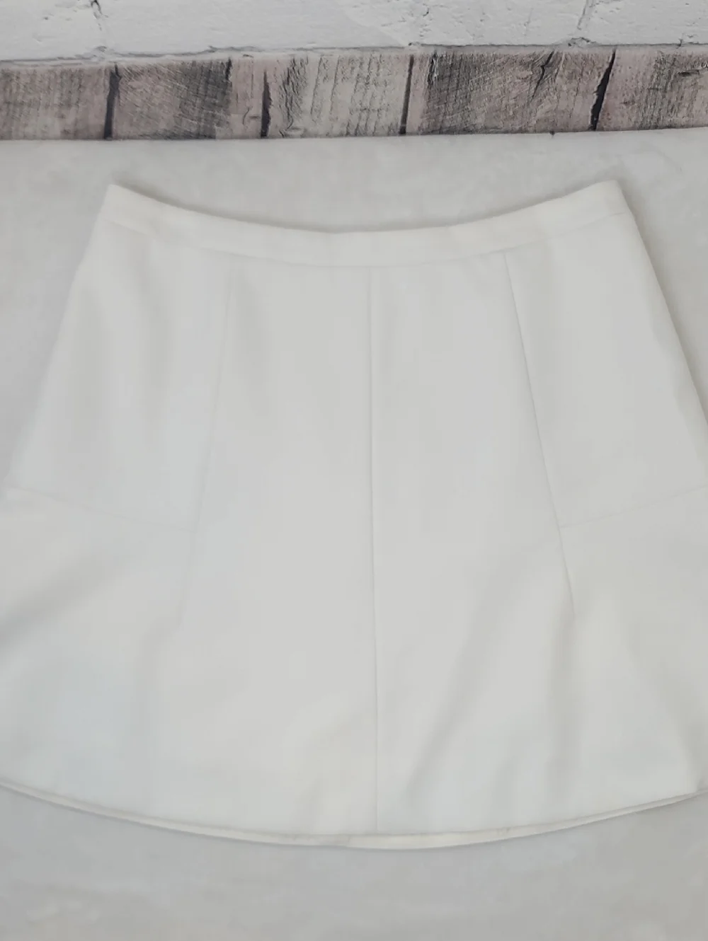 J Crew Double Crepe Fit & Flare Flippy Hi Waist A-Line Circle Mini Skirt Ivory